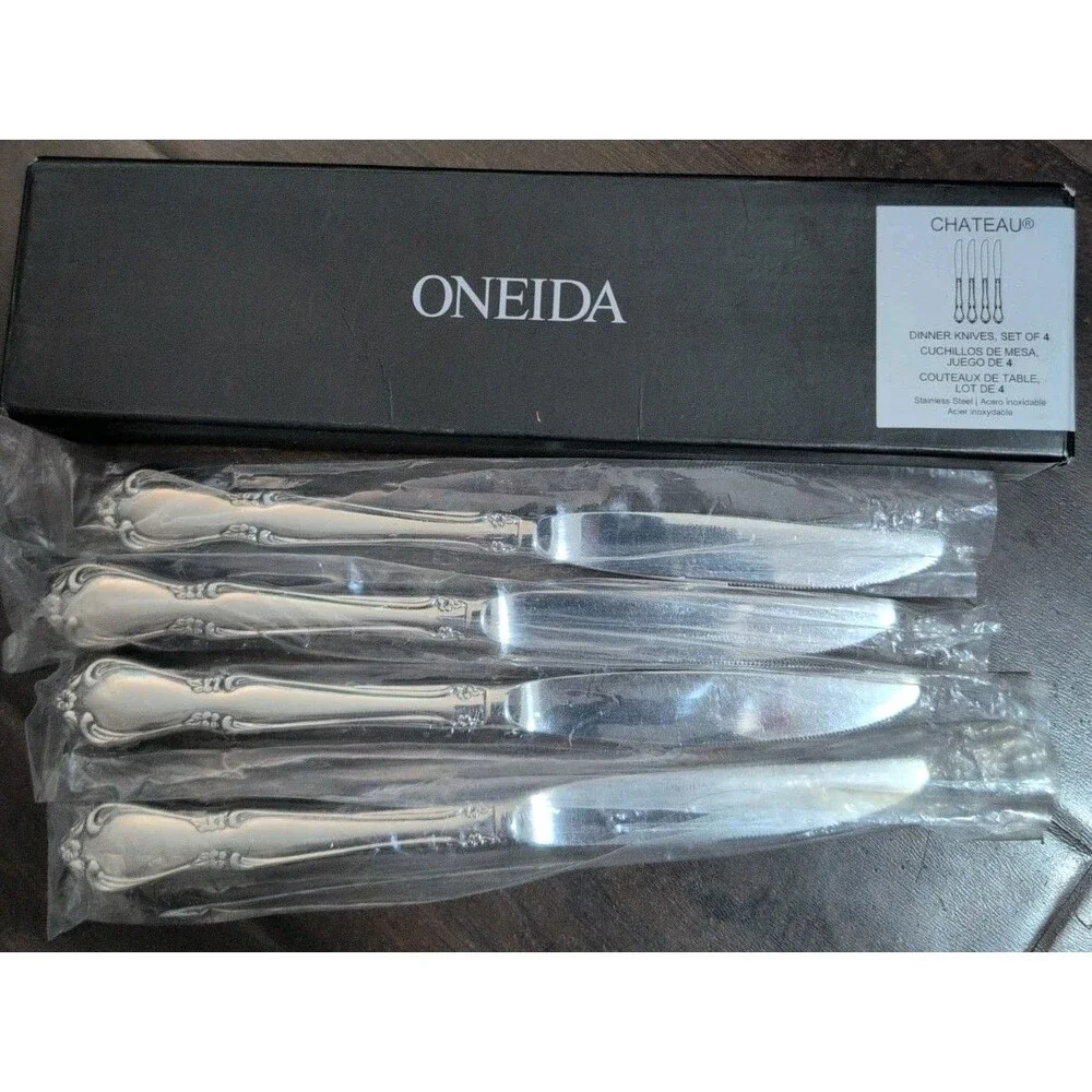 Oneida Chateau Fine Flatware Dinner Knives Set of 4 18/10 Stainless Steel